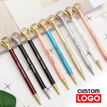 100tk Metallist Diamond Pen Pöörleva Reklaami Creative Pen Pastapliiats Tähtedega Graveeritud Nimi Custom Logo Büroo Kirjaplank