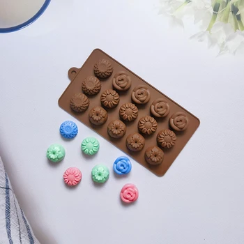 15-Augu Mini lille kujuga silikoonist šokolaadi hallitus DIY candy biskviit hallituse jää kook küpsetamine hallituse