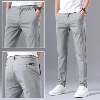 2023 Suvel Uus Õhuke Stiil Tahked Värvi Tõmblukk Ülikond Püksid Mees Office Vabaaja Kõik-match Püksid Mood Puuvillased Pikad Püksid