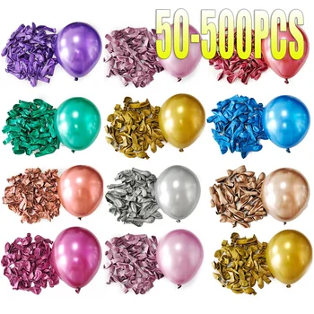 50-500 Tk 10Inch Latex Balloon Kuld-Hõbe-Sinine Punane Roheline Pulm Sünnipäevaks Metallik Kroom Ballon Teenetemärgi