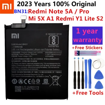 Algne Xiaomi BN31 3080mAh Aku Xiaomi Redmi Märkus 5A 5A pro Mi 5X Mi5X Batterie Bateria Aku Smart Telefon