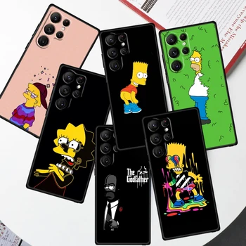 Anime Simpsonid Lisa Bart Samsung Galaxy S22 S23 S20 S21 FE S10 S10E S9 Plus Ultra Pro Lite 5G Musta Telefoni Puhul