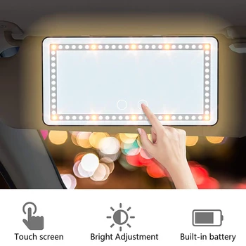 Auto päikesesirm Edevus Peegel Laetav LED Meik Peegel 3 Valguse Režiimid 60 Led Juhitava Touch Control