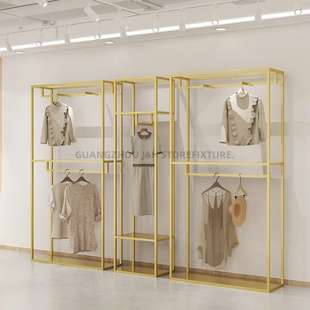 CustomModern disain metallist naiste riided vitriin turu boutique rõivapood ekraan riiul edendamine kuva nagid