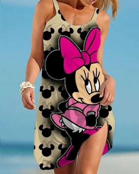 Elegantne Kleidid Naistele, Seksikas 2023 Minnie Mouse Naiste Kleit Pilduma Suve Naine Beach Boho Disney Lahti Prindi Miki-Mood