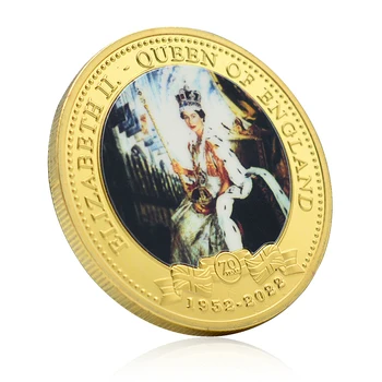 Inglismaa kuninganna Elizabeth II kuldmünt 1952-2022 70. Aastapäeva Mälu Medal Suveniiride Kollektsiooni