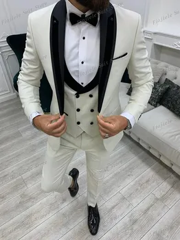 Uus Meeste Ülikond Peigmees Groomsman Pulmapidu Äri Ametlik Tuxedos 3-Osaline Komplekt, Jakk, Vest Püksid D26