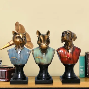 Vintage Loomade Ühtne Büst Skulptuur Ornament/Koer Kass Hobune Pea Kunstlik Kuju/Mälestuseks Lemmikloomad Kodus Eksponaat Decor