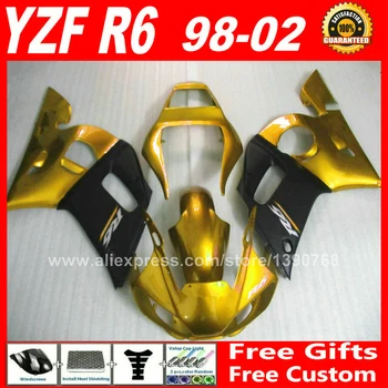 Voolundi komplekt YAMAHA R6 1998 - 2002 YZFR6 1999 2000 2001 kehaosad R6 kuld matt must 98 99 00 01 02 fairings komplektid H6S4