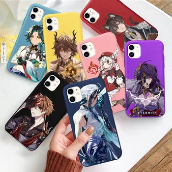 Zhongli Xiao Genshin Mõju Telefon Case for Iphone 11 12 13 Mini 11 Pro XS XR MAX 8 7 6 6S Pluss X SE2020 XR Anime Candy Case